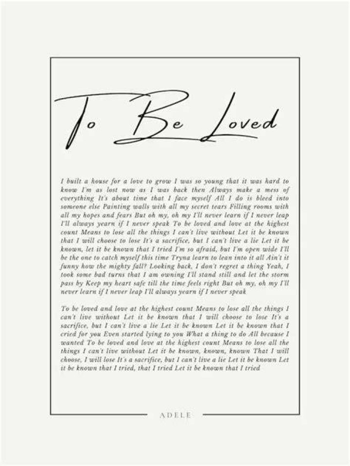 Lyrics to be loved